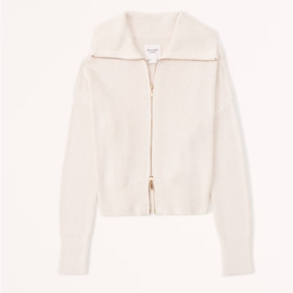 ABERCROMBIE Double Zip Ribbed Cardigan